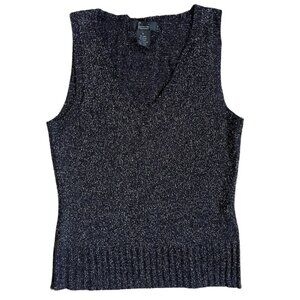 Frenchi Black Metallic Sparkle Sleeveless Top Size Small